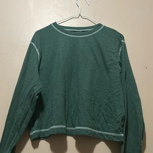 bella swan green thermal shirt contrast stitch